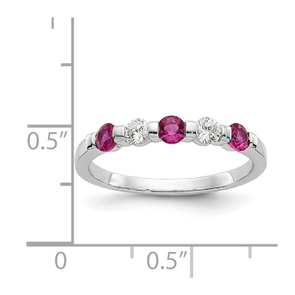 14k White Gold Real Diamond w/Ruby Band