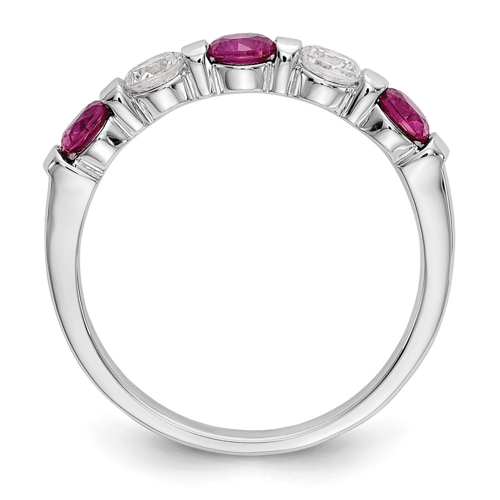 14k White Gold Real Diamond w/Ruby Band