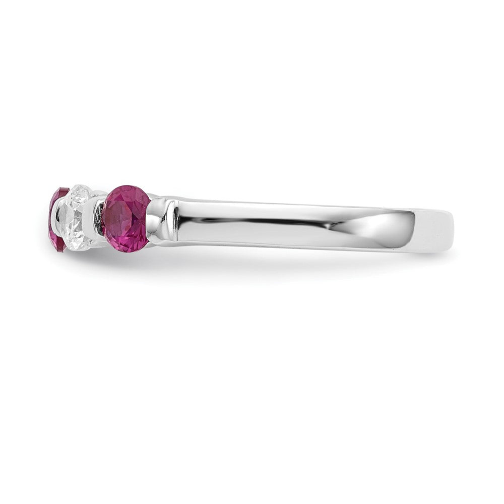 14k White Gold Real Diamond w/Ruby Band