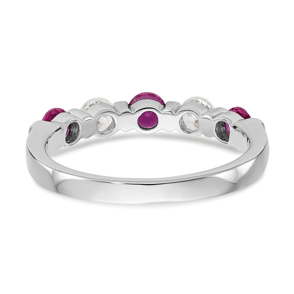 14k White Gold Real Diamond w/Ruby Band