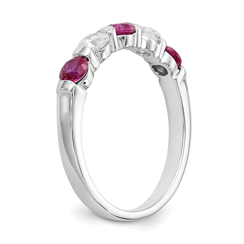 14k White Gold Real Diamond w/Ruby Band