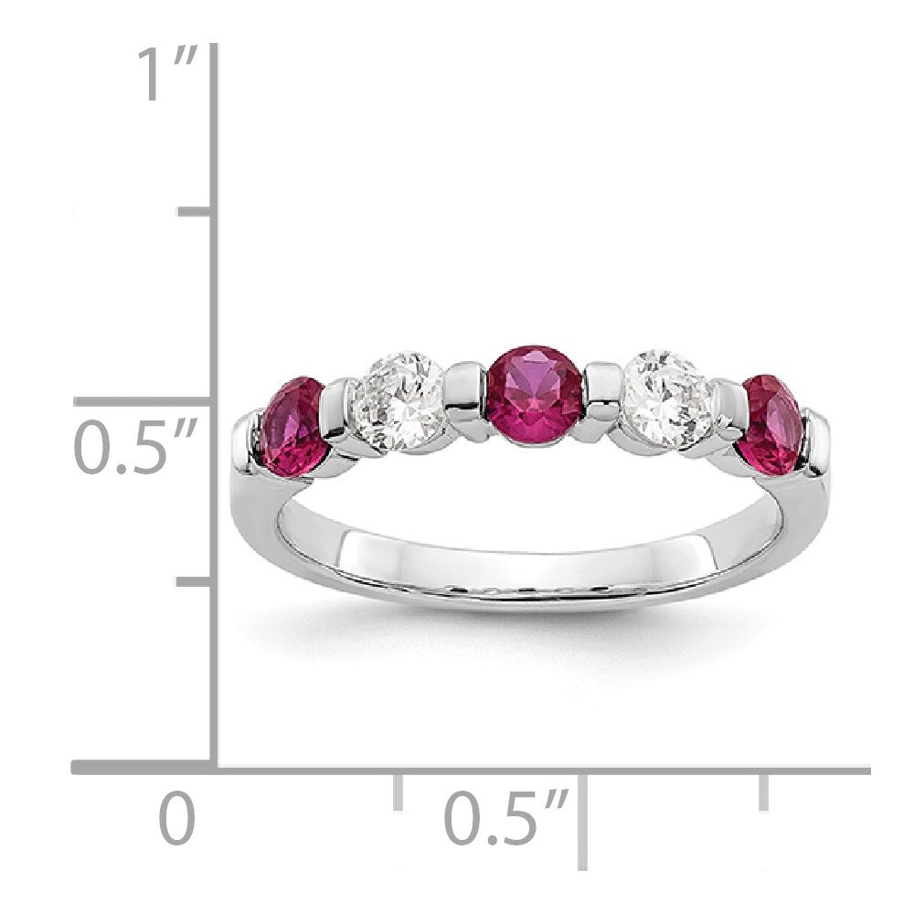 14k White Gold Real Diamond w/Ruby Band