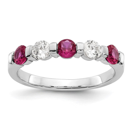 14k White Gold Real Diamond w/Ruby Band