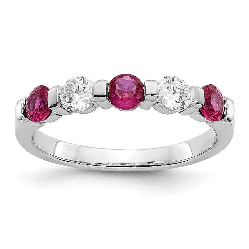 14k White Gold Real Diamond w/Ruby Band