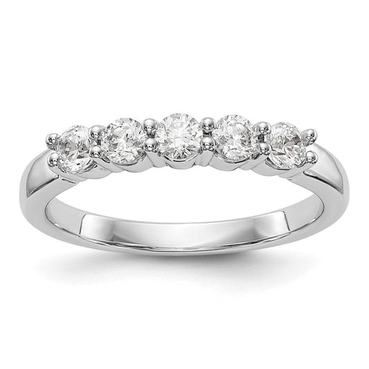 14k White Gold 5-Stone Shared Prong 1/2 carat Complete Round Diamond Band