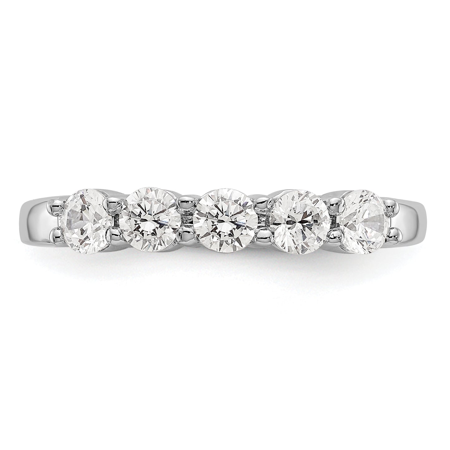 0.64ct. CZ Solid Real 14K White Gold 5-Stone Wedding Band Ring