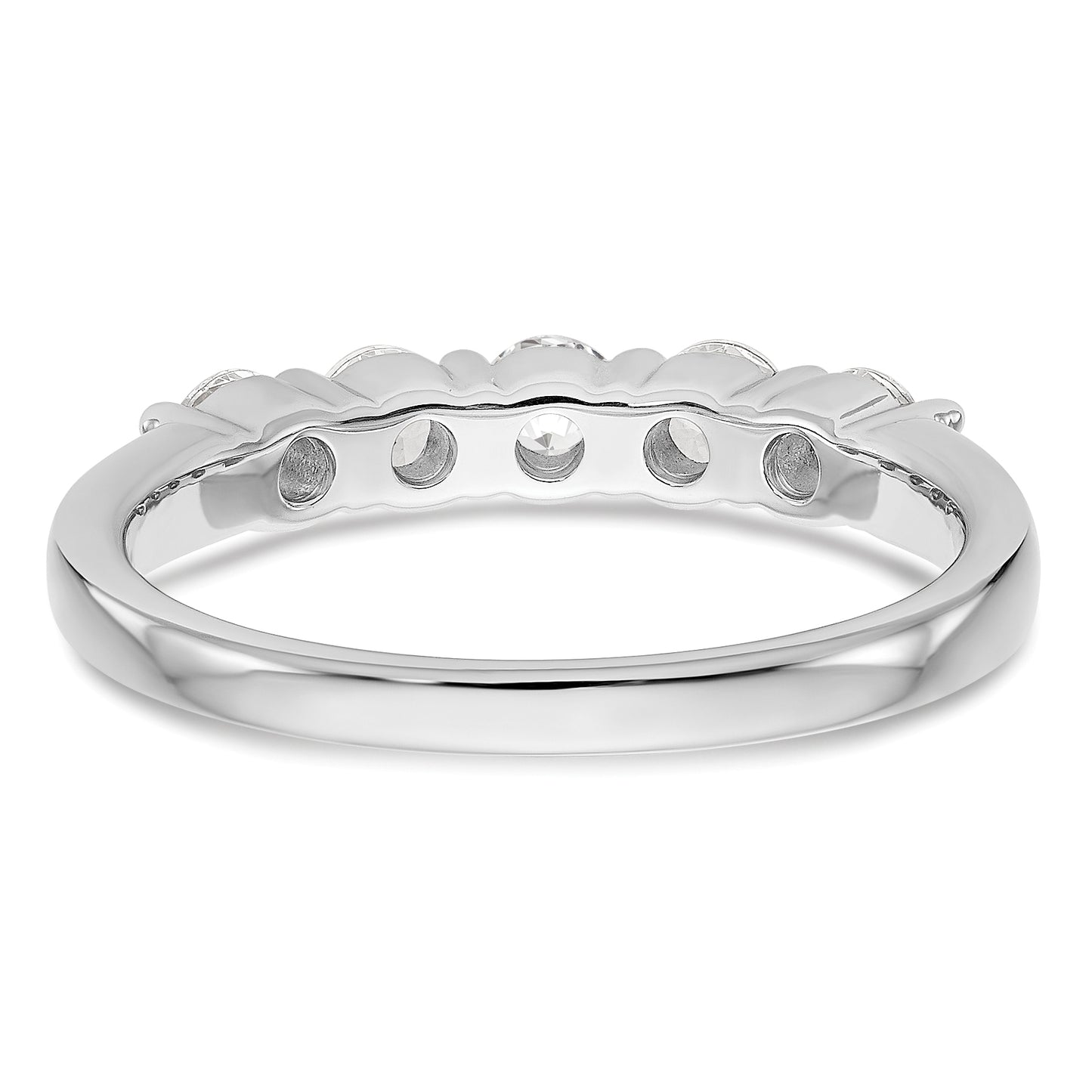 0.64ct. CZ Solid Real 14K White Gold 5-Stone Wedding Band Ring