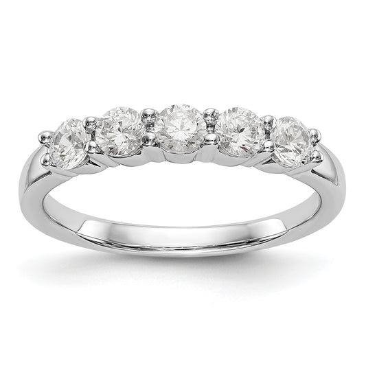 0.64ct. CZ Solid Real 14K White Gold 5-Stone Wedding Band Ring