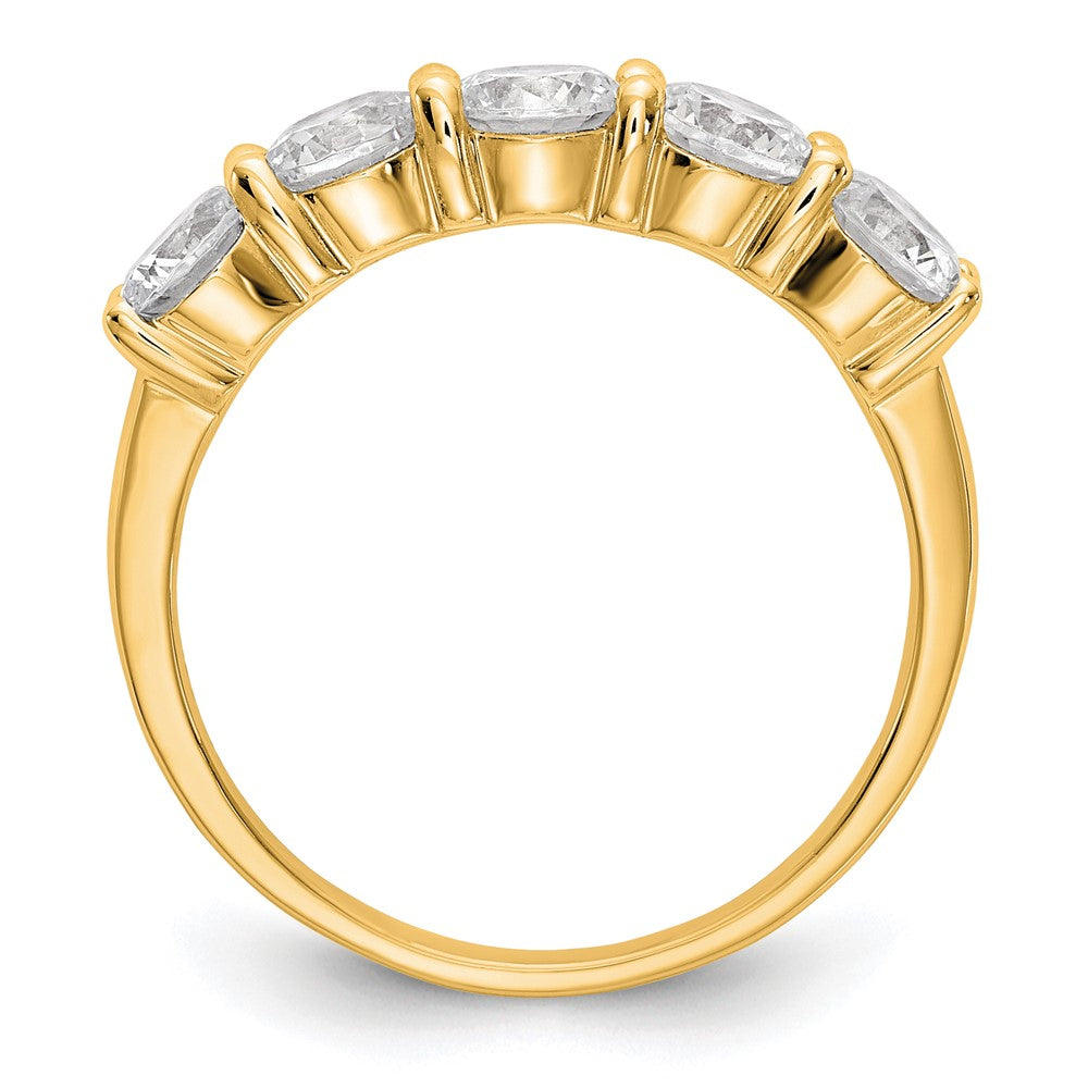 1.65ct. CZ Solid Real 14K Yellow Gold 5-Stone Wedding Band Ring