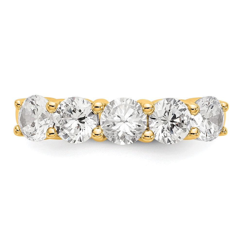 1.65ct. CZ Solid Real 14K Yellow Gold 5-Stone Wedding Band Ring