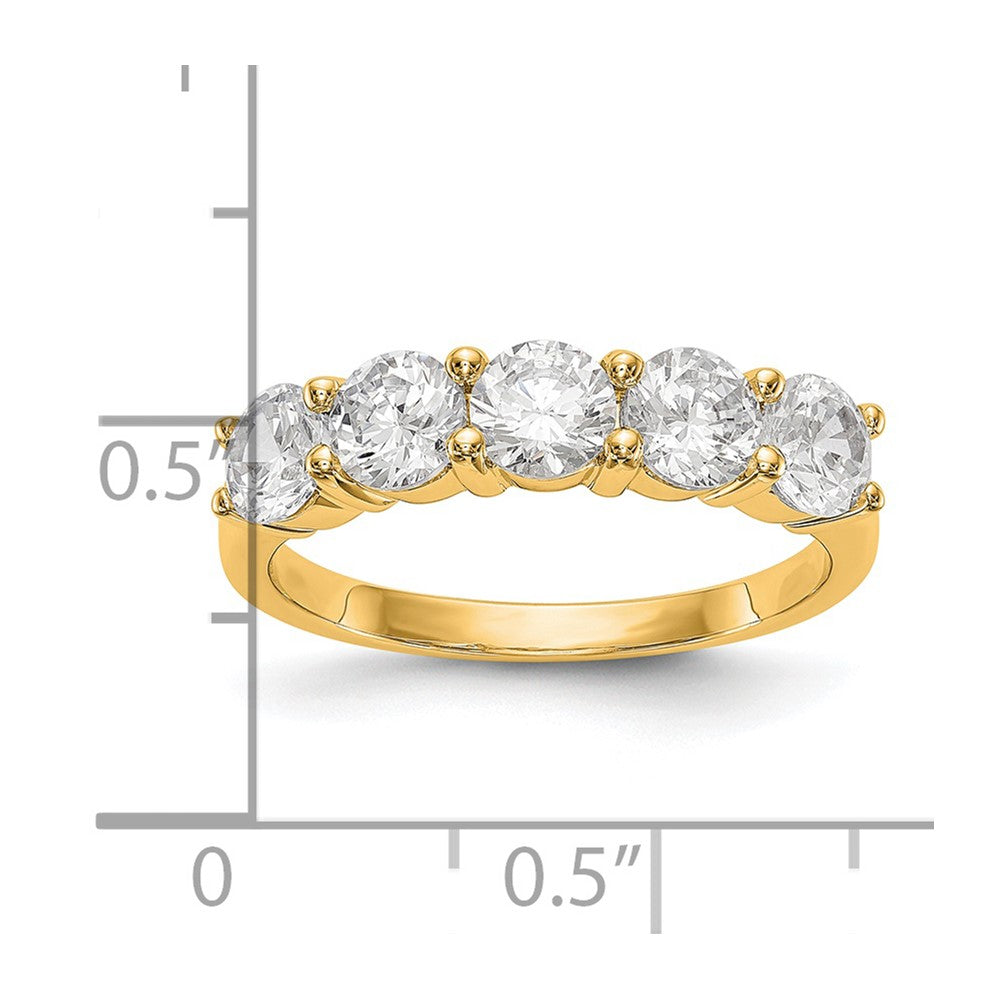 1.65ct. CZ Solid Real 14K Yellow Gold 5-Stone Wedding Band Ring