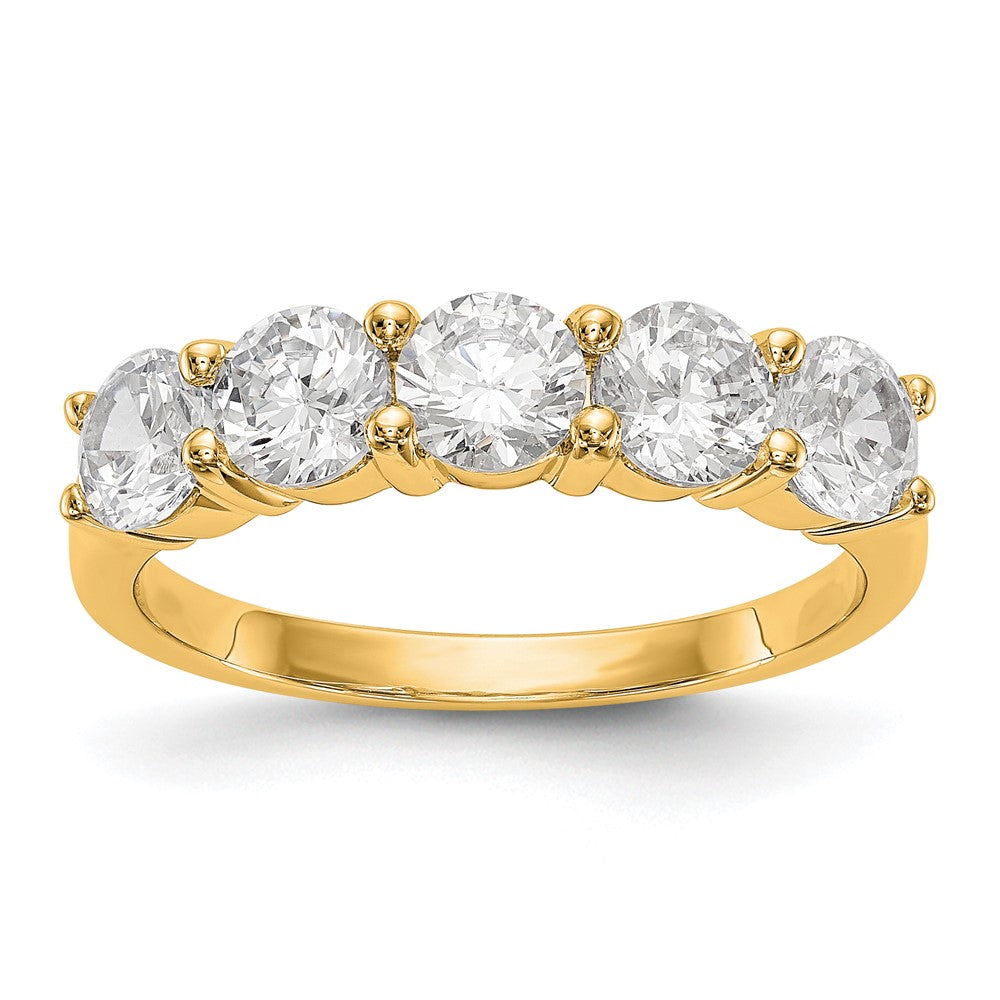 1.65ct. CZ Solid Real 14K Yellow Gold 5-Stone Wedding Band Ring