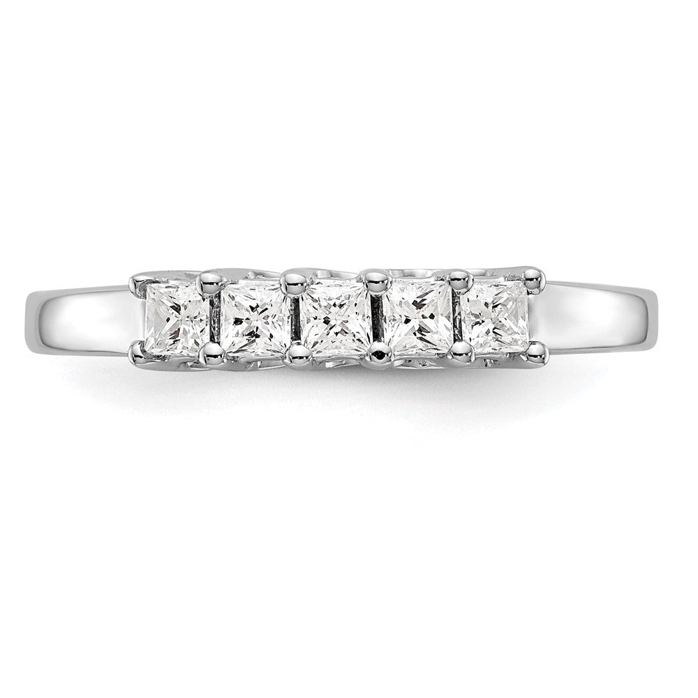 14K White Gold 5-Stone Real Diamond Band