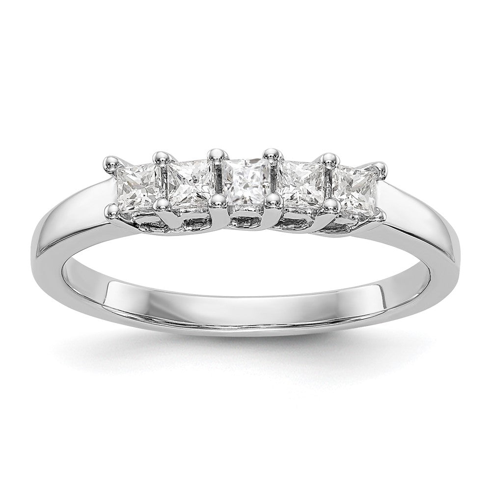 14K White Gold 5-Stone Real Diamond Band