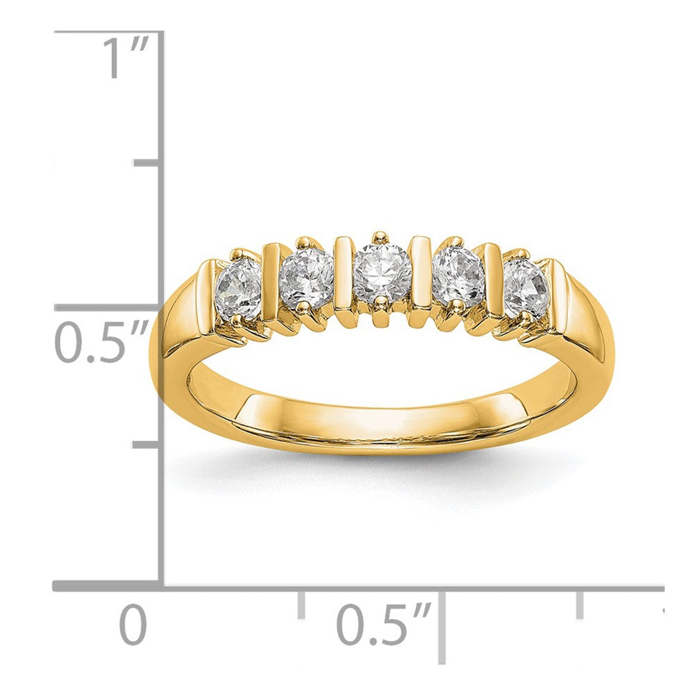 14K Yellow Gold 5-Stone Real Diamond Band