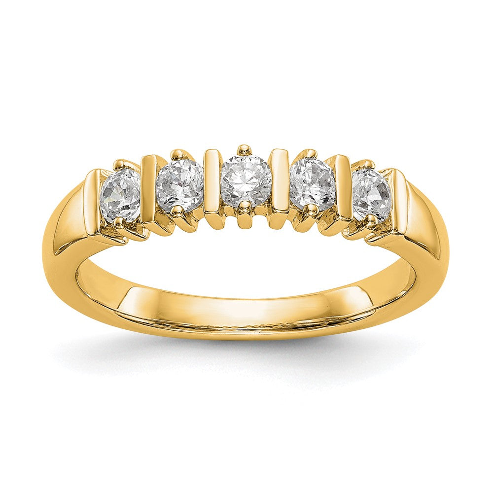 14K Yellow Gold 5-Stone Real Diamond Band