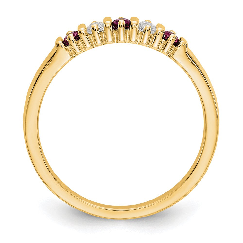 Solid 14k Yellow Gold Simulated CZ w/Simulated Ruby Band