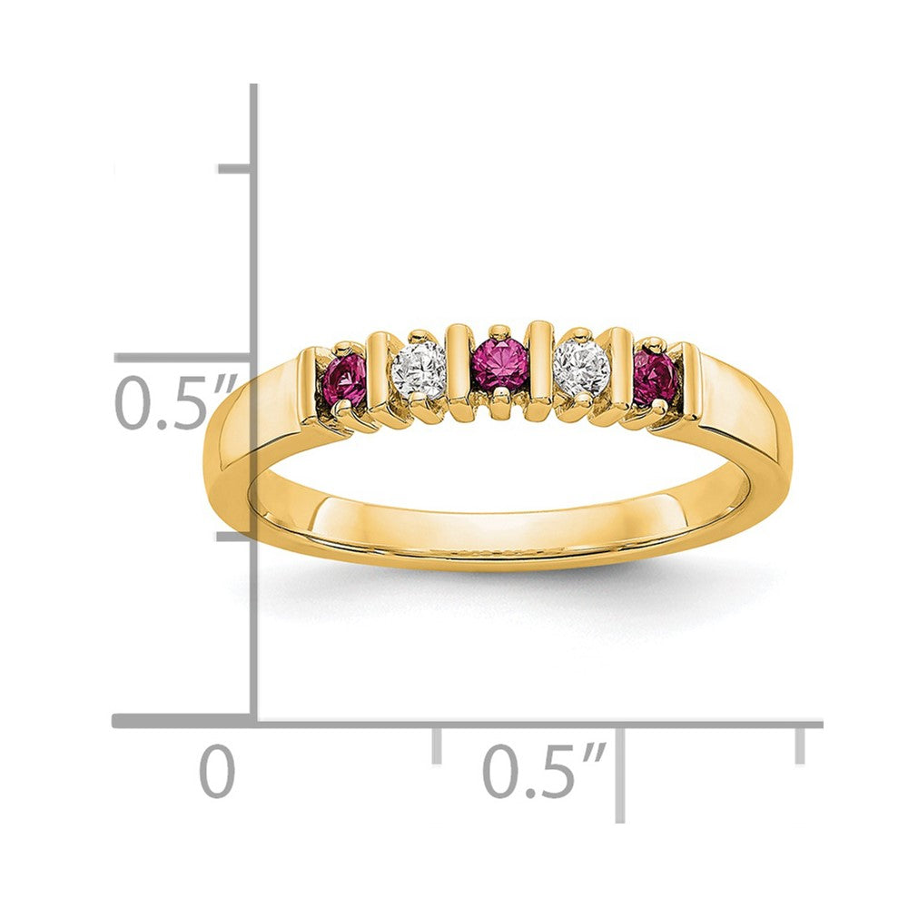 Solid 14k Yellow Gold Simulated CZ w/Simulated Ruby Band