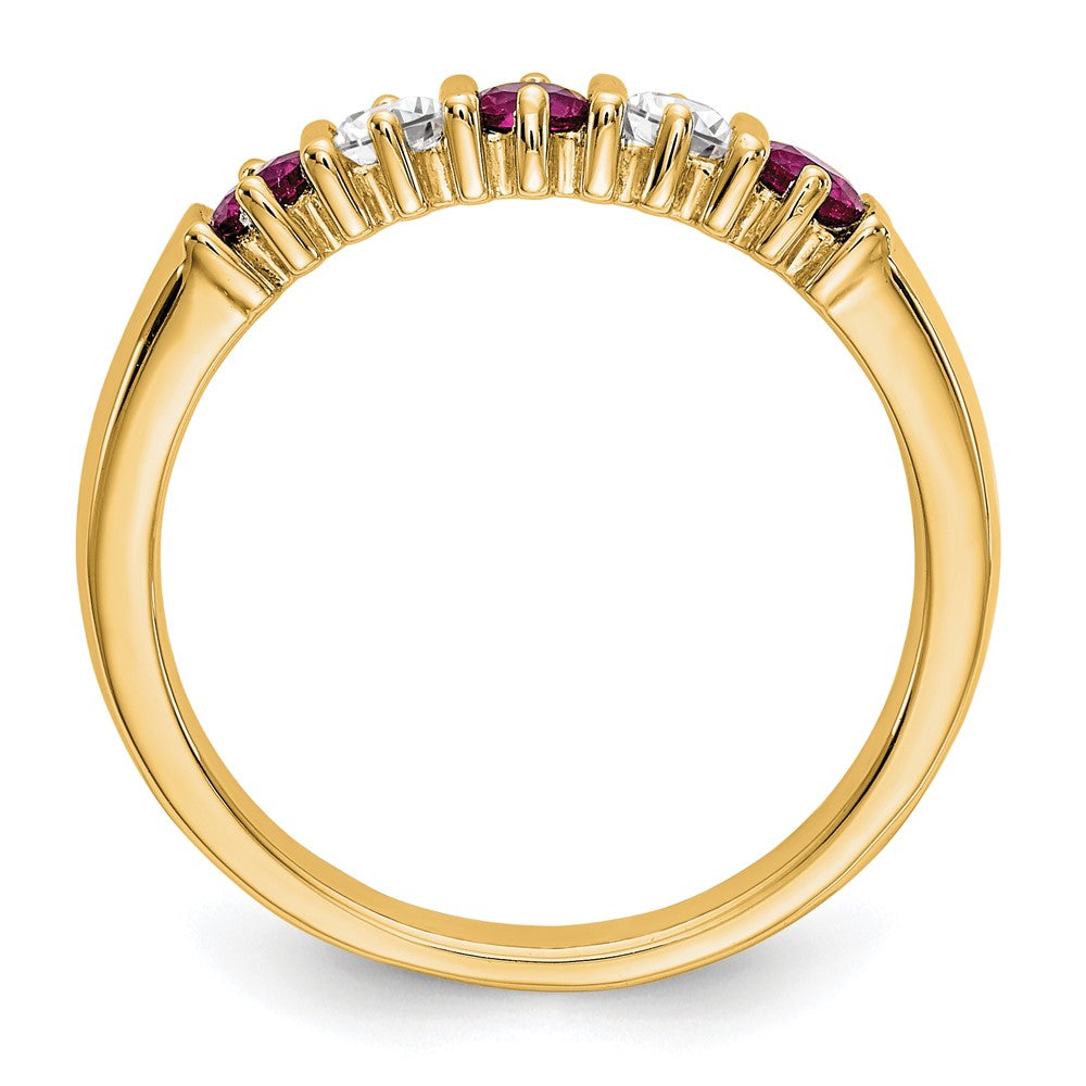 Solid 14k Yellow Gold Simulated CZ w/Simulated Ruby Band