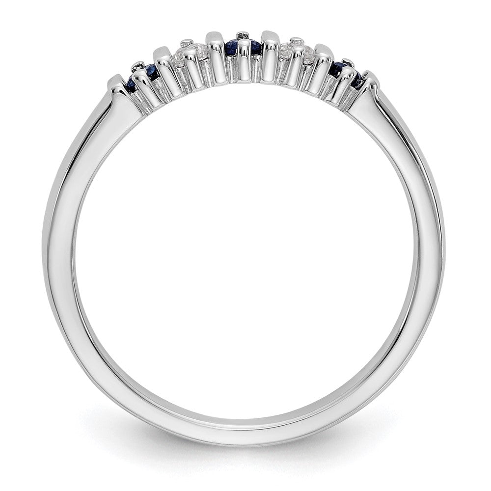 14k White Gold Real Diamond w/Sapphire Band