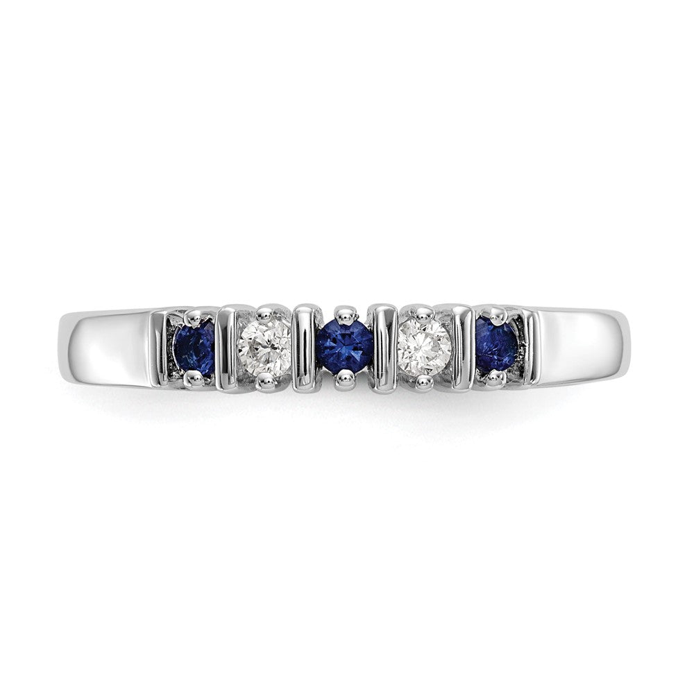 14k White Gold Real Diamond w/Sapphire Band