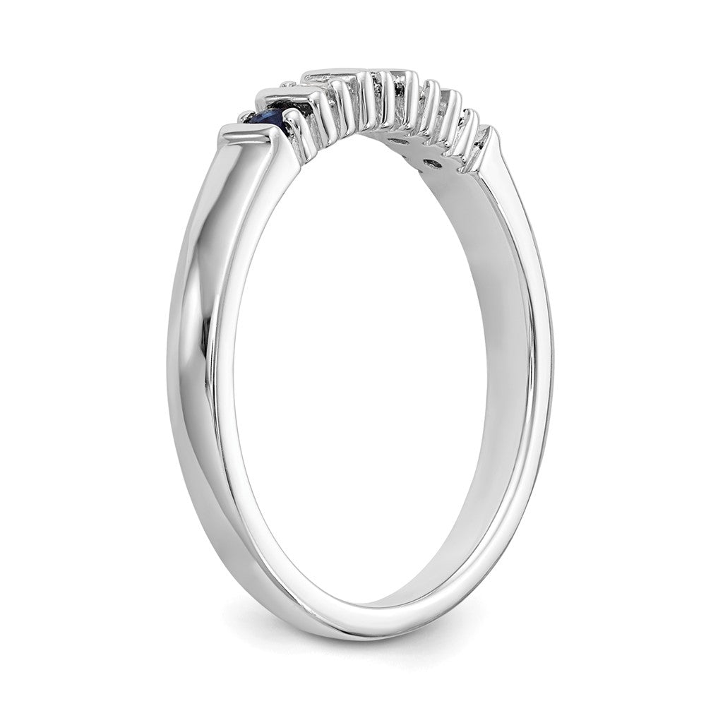 14k White Gold Real Diamond w/Sapphire Band