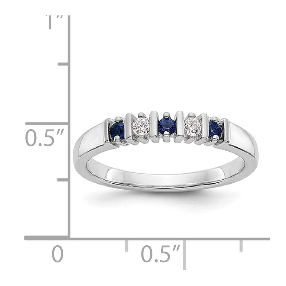 14k White Gold Real Diamond w/Sapphire Band