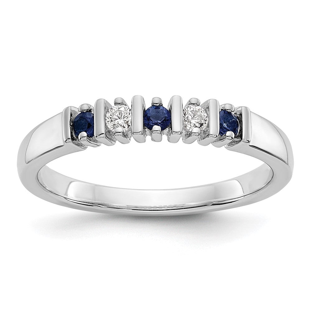 14k White Gold Real Diamond w/Sapphire Band