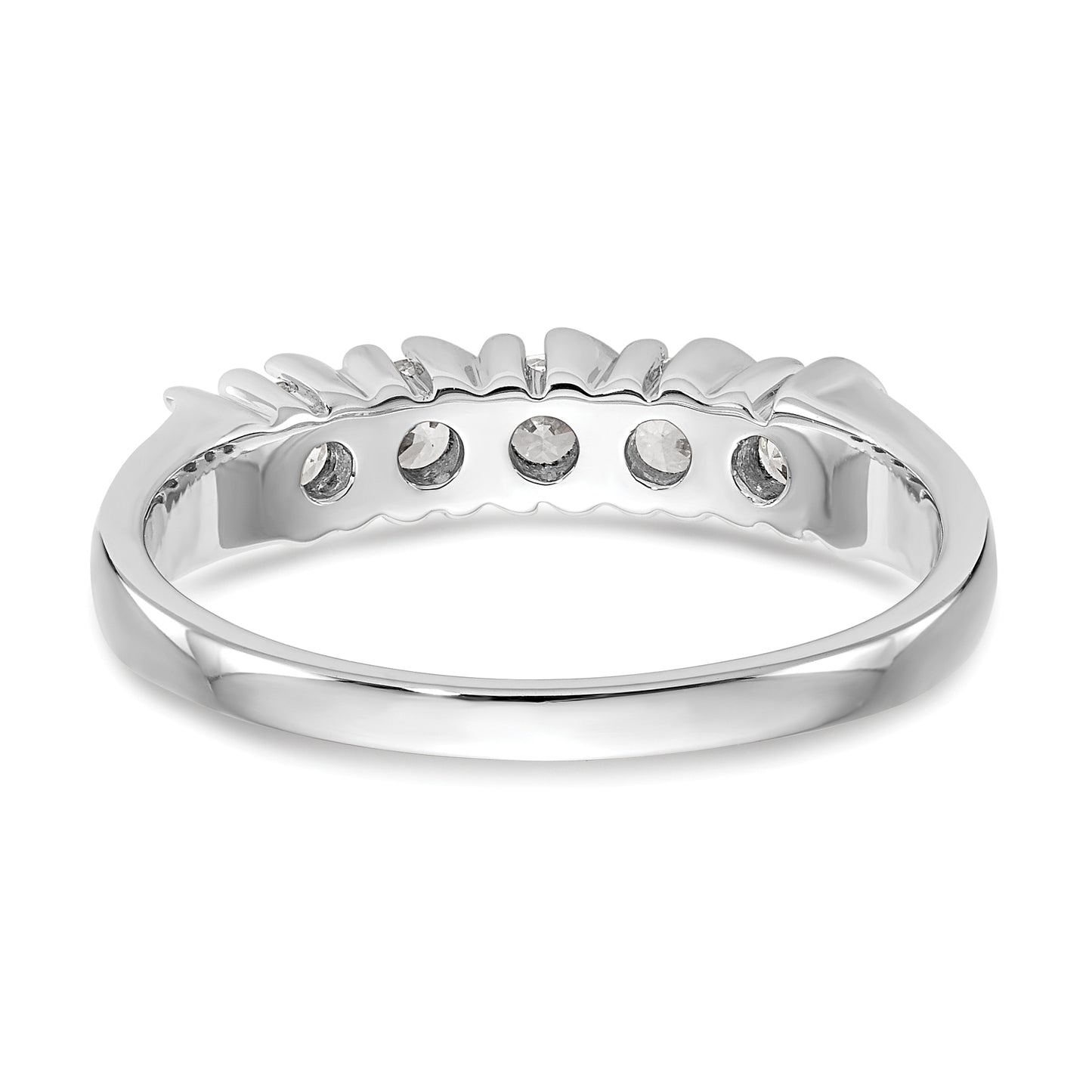 0.50ct. CZ Solid Real 14K White Gold 5-Stone Wedding Band Ring