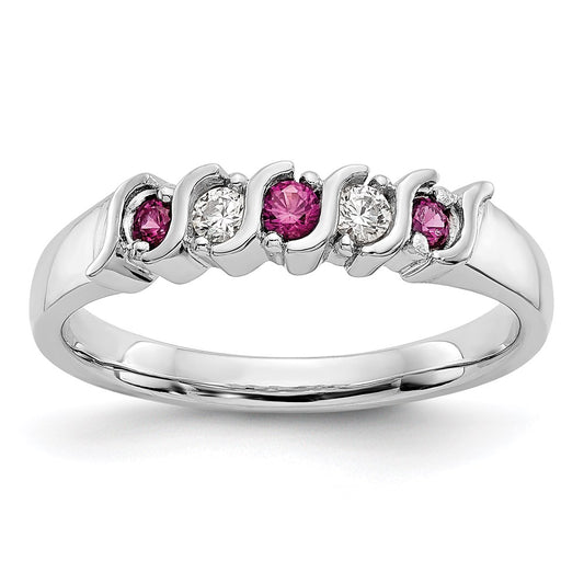 14k White Gold Real Diamond w/Ruby Band