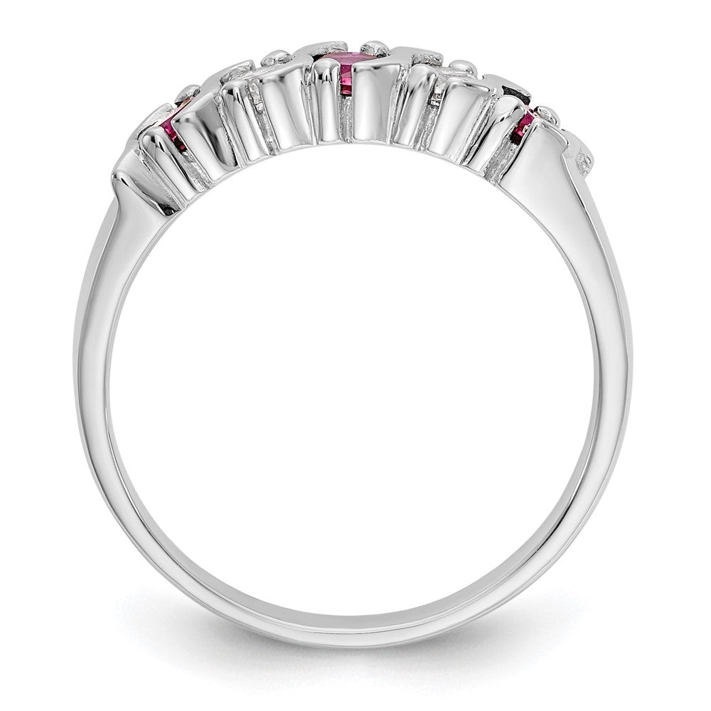 14k White Gold Real Diamond w/Ruby Band