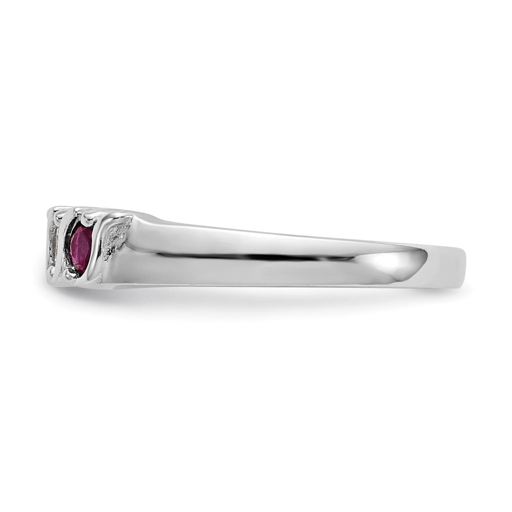 14k White Gold Real Diamond w/Ruby Band