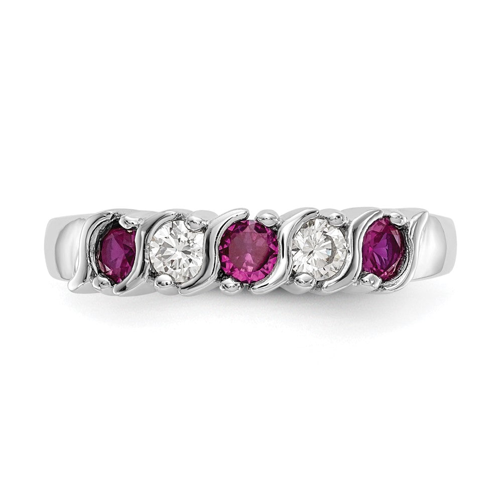 14k White Gold Real Diamond w/Ruby Band