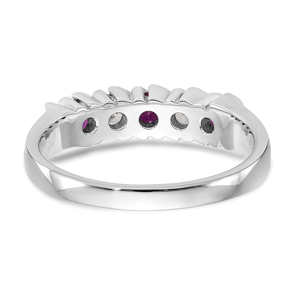 14k White Gold Real Diamond w/Ruby Band