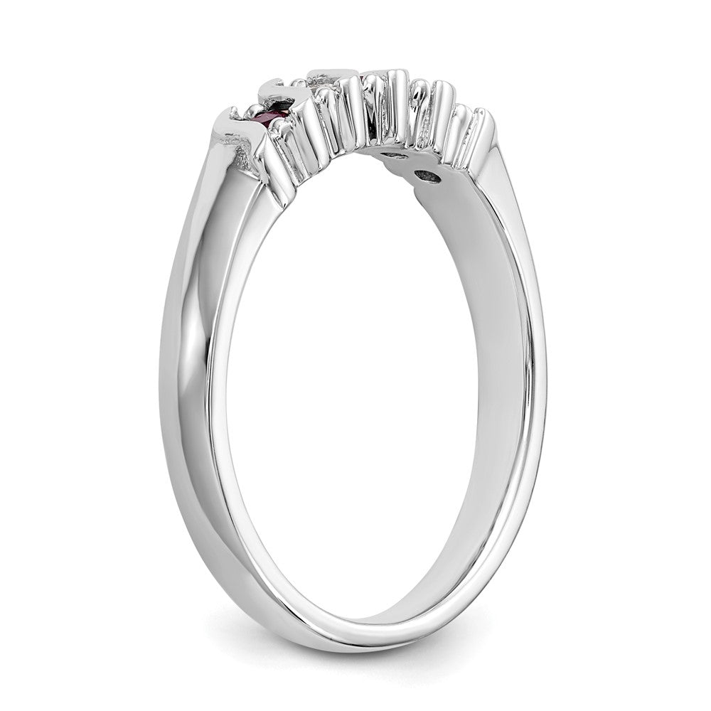 14k White Gold Real Diamond w/Ruby Band