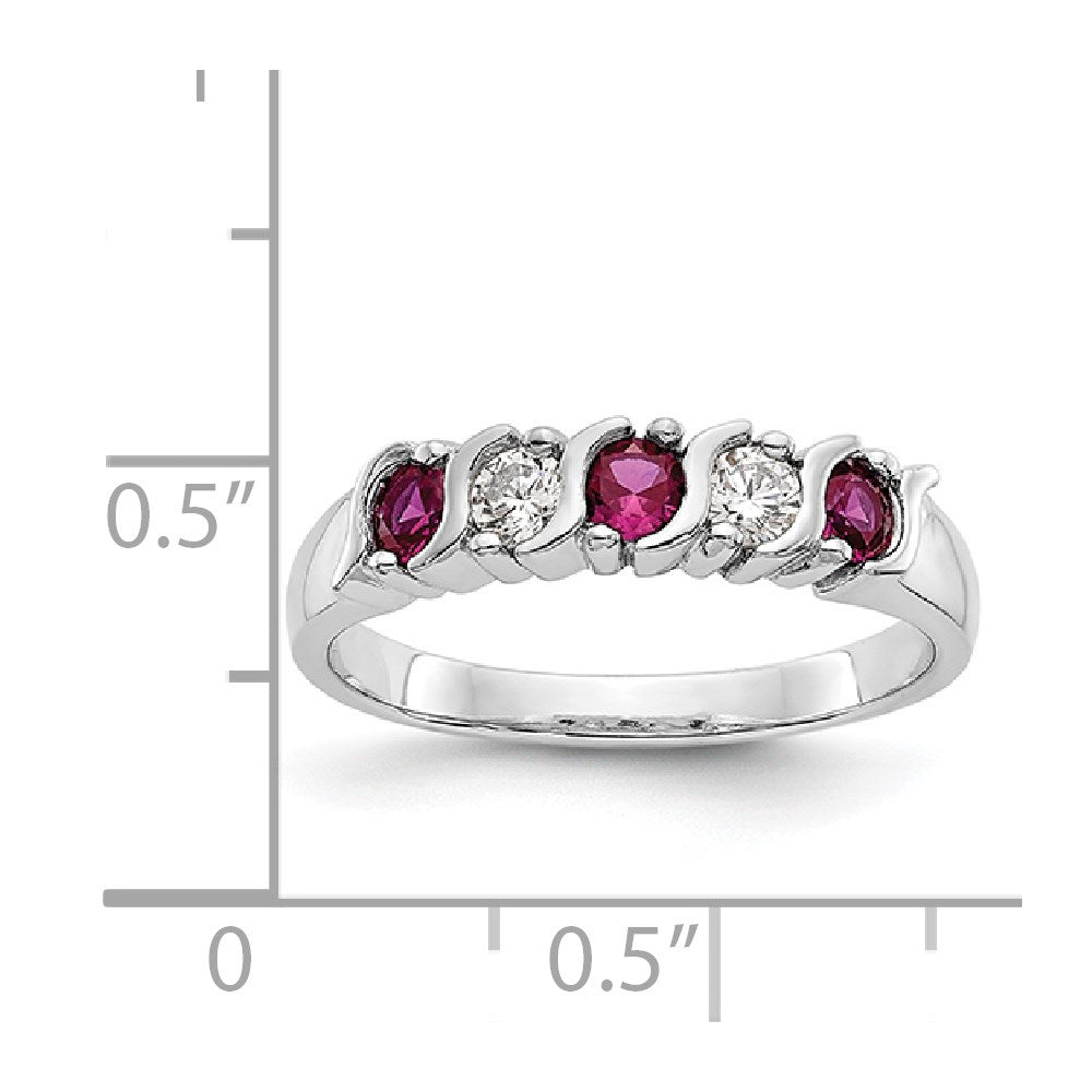 14k White Gold Real Diamond w/Ruby Band