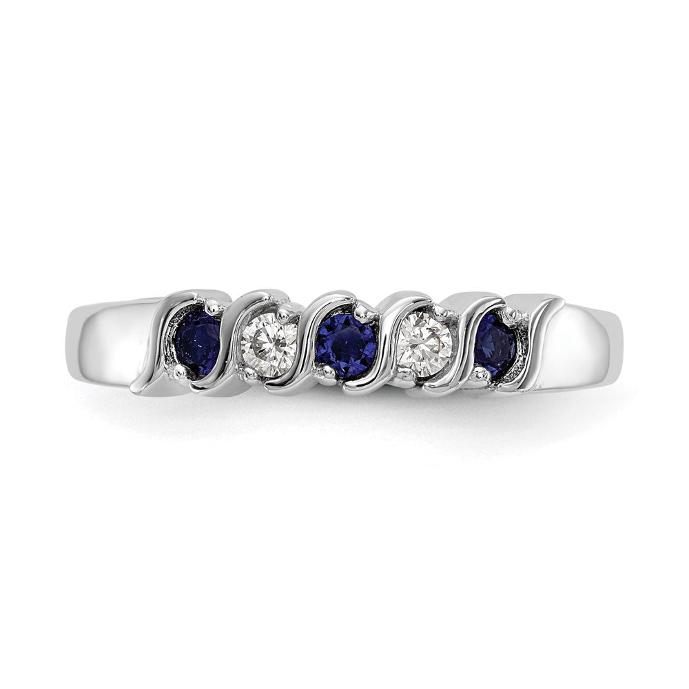 14k White Gold Real Diamond w/Sapphire Band