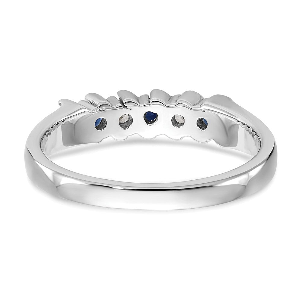 14k White Gold Real Diamond w/Sapphire Band