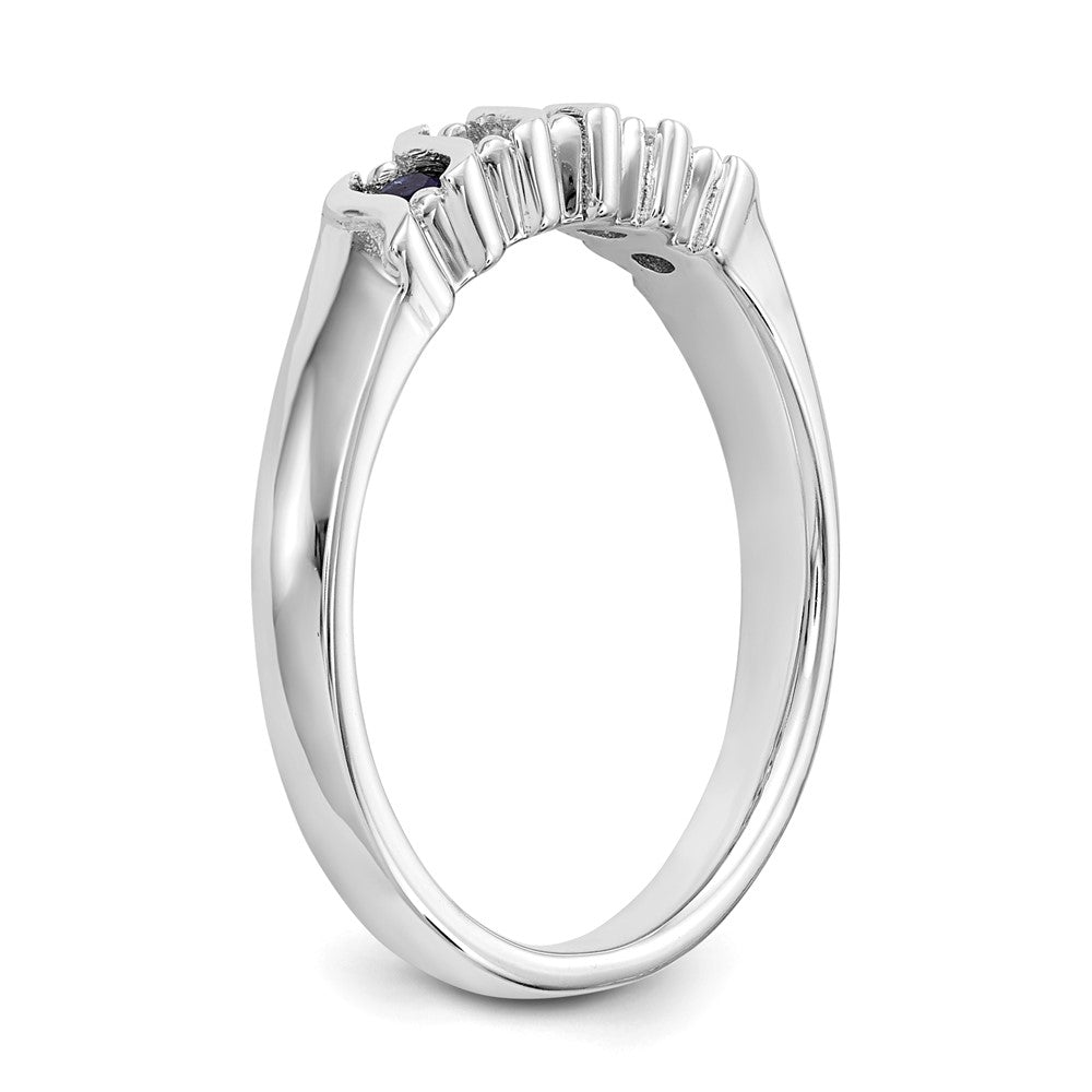 14k White Gold Real Diamond w/Sapphire Band