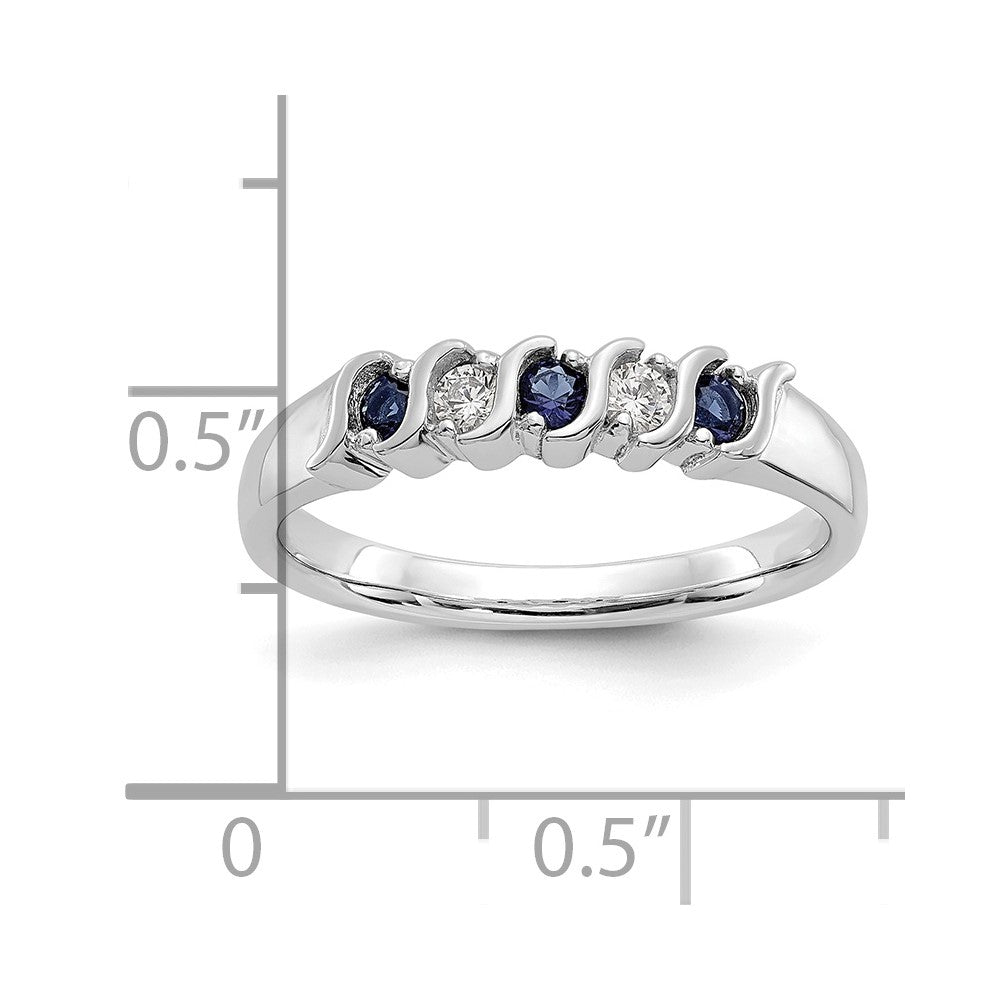 14k White Gold Real Diamond w/Sapphire Band