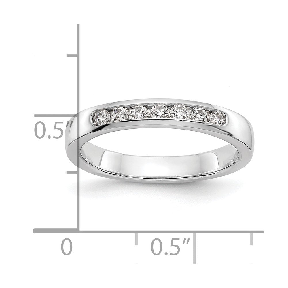 14K White Gold 7-Stone Real Diamond Channel Band