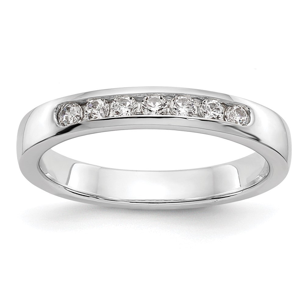 14K White Gold 7-Stone Real Diamond Channel Band