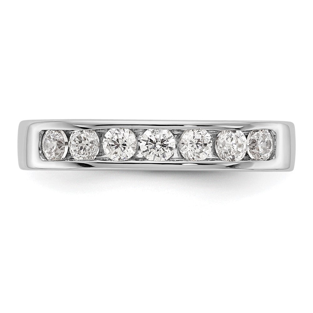 14k White Gold 7-Stone 1/2 carat Round Diamond Complete Channel Band