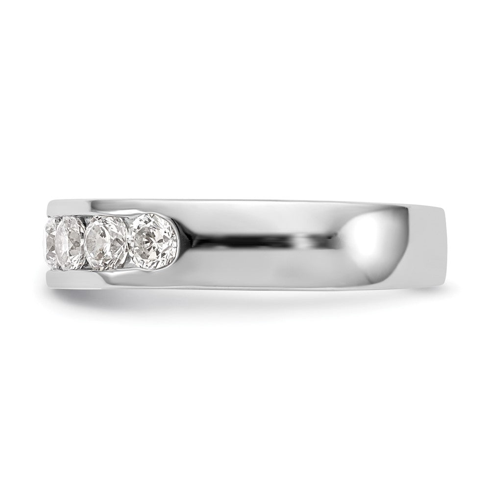 14k White Gold 7-Stone 1 carat Round Diamond Complete Channel Band