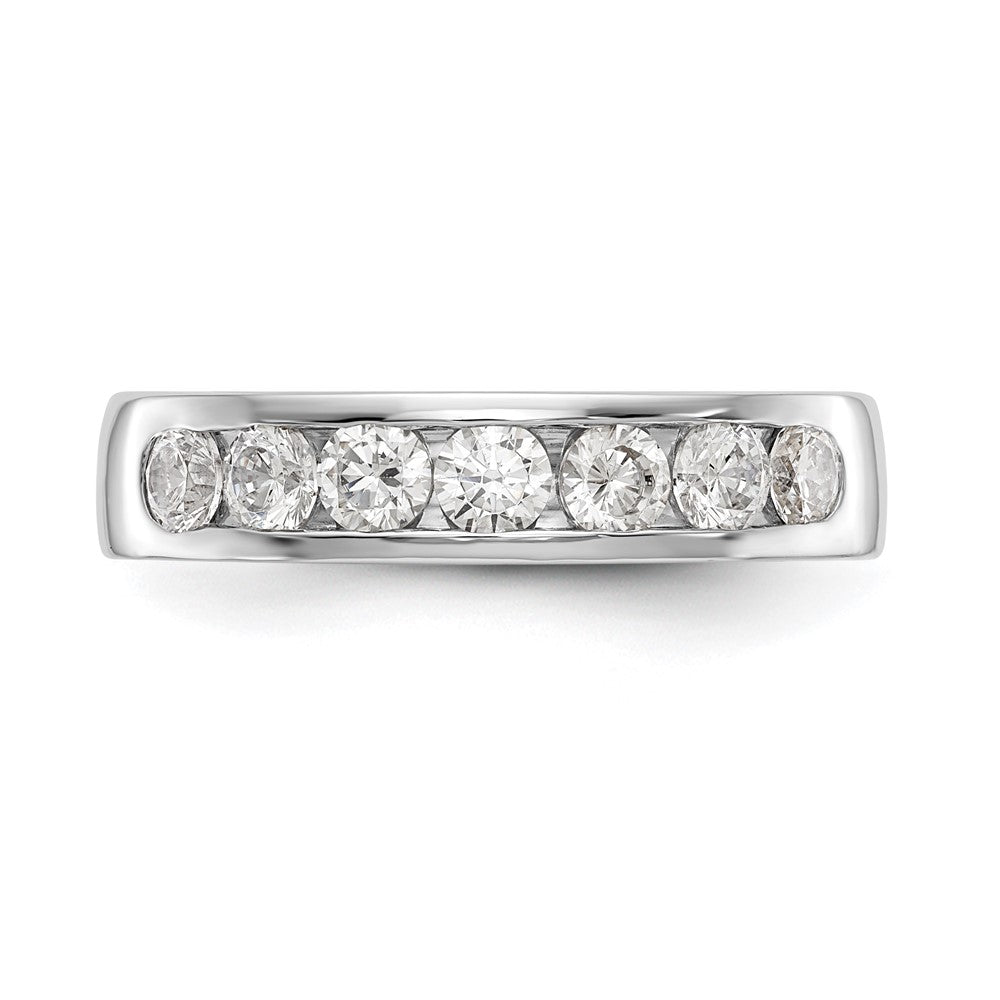 14k White Gold 7-Stone 1 carat Round Diamond Complete Channel Band