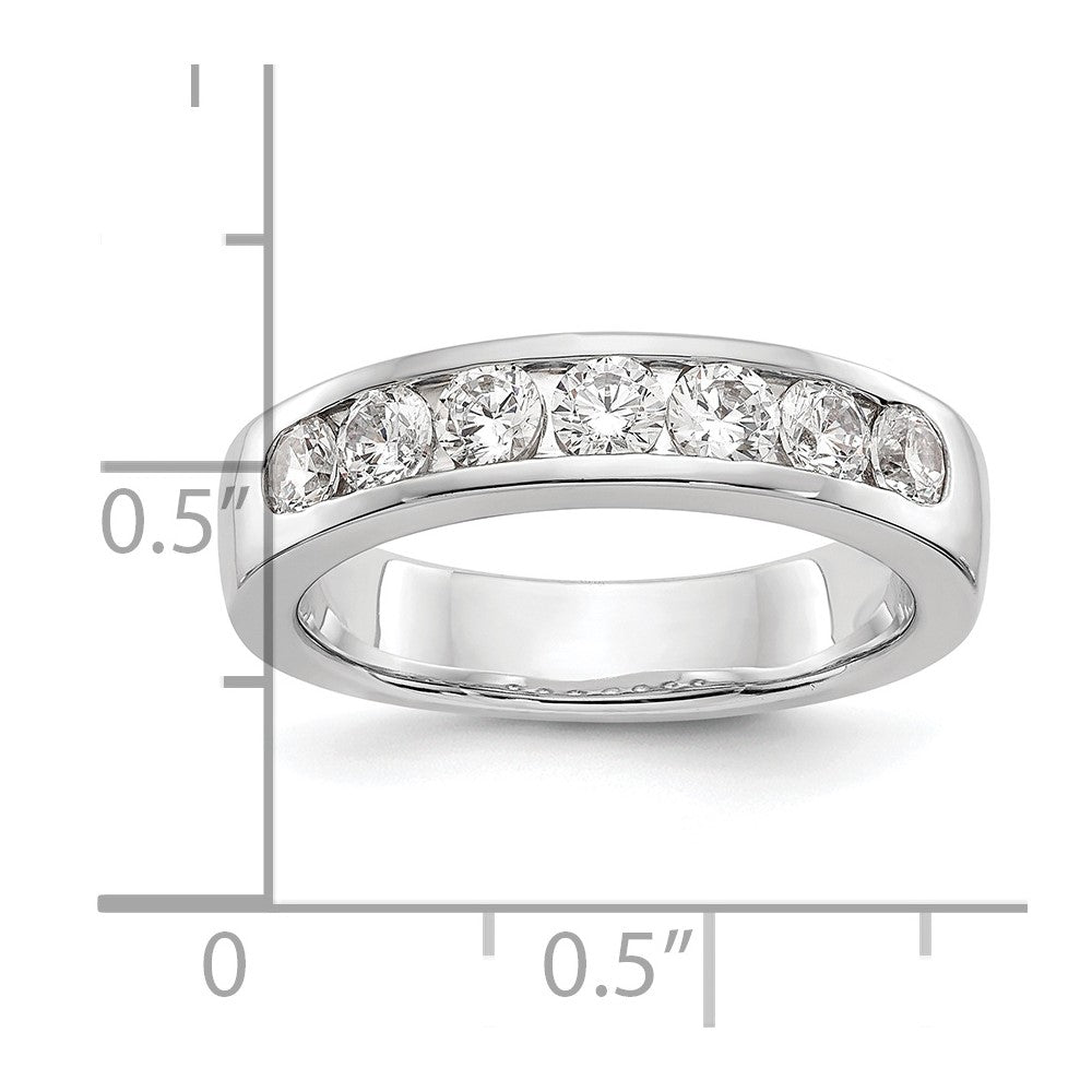 14k White Gold 7-Stone 1 carat Round Diamond Complete Channel Band