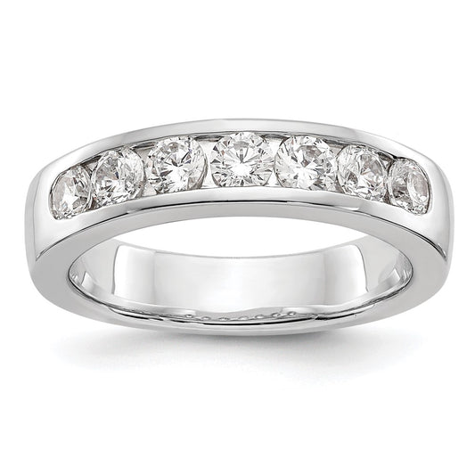 14k White Gold 7-Stone 1 carat Round Diamond Complete Channel Band