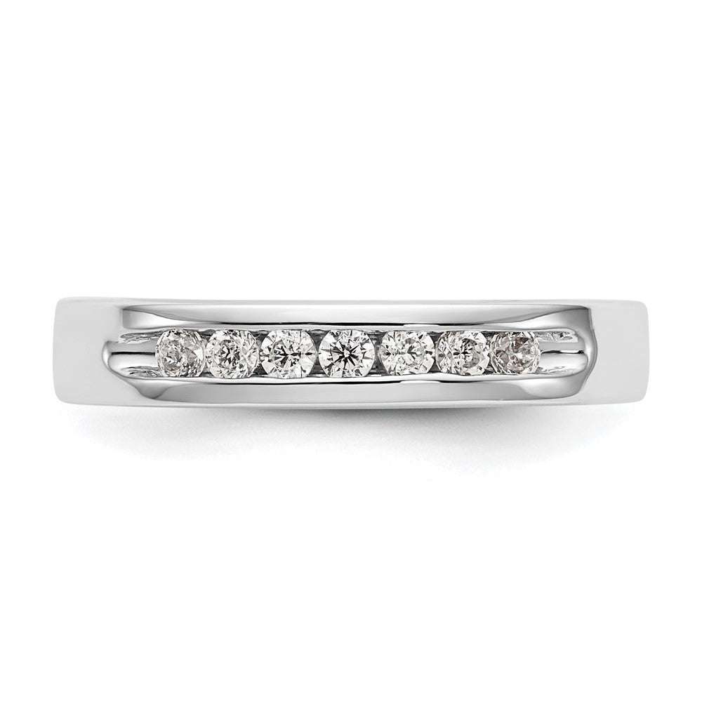 14k White Gold 7-Stone 1/4 carat Round Diamond Complete Channel Band