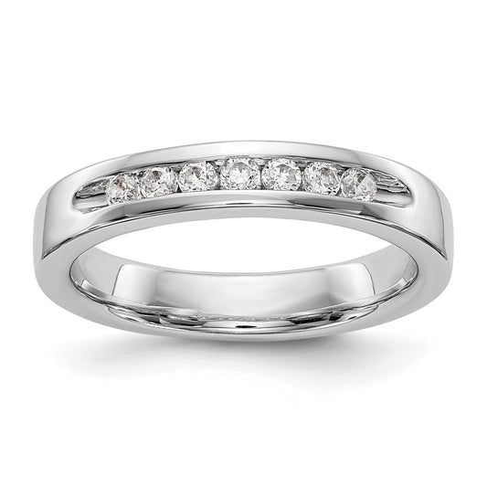 14k White Gold 7-Stone 1/4 carat Round Diamond Complete Channel Band