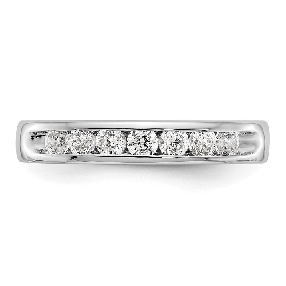 14k White Gold 7-Stone 1/2 carat Round Diamond Complete Channel Band